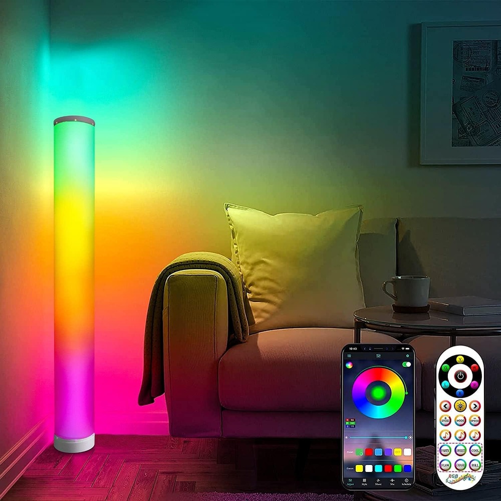 Smart RGB LED Floor Lamp HCP051 Color Changing App Remote Control 41in White